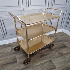 Vintage Retro 3 Tier Gold Cocktail Drinks Tea Hostess Trolley Gin Cart Display for sale  Shipping to South Africa