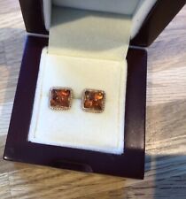 Used, 9ct Gold Amber Square Stud Earrings  for sale  SOUTHAMPTON