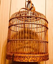 Vtg Japan Carved Wooden Pet Bird Cage, used for sale  Shipping to South Africa