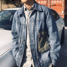 Jaqueta jeans masculina manga longa solta jeans tops carga casual moda roupa comprar usado  Enviando para Brazil