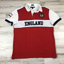 Używany, Tommy Hilfiger Męska koszulka polo rugby Duża czerwona Anglia Krótki rękaw Logo na sprzedaż  Wysyłka do Poland