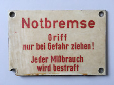 Altes schild notbremse gebraucht kaufen  Mergelstetten,Oggenhsn.