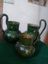 Canakkale ? Green  Pottery  8.5" to 5" set medieval style irridecent arts crafts for sale  Shipping to South Africa