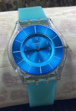 Reloj Swatch Piel Azul Teal SFK363 Ultra Delgado Cuarzo Batería Nueva 34 mm segunda mano  Embacar hacia Argentina