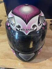 Casco de motocicleta HAWK cara completa negro/rosa/blanco con visera, punto, pequeño, usado segunda mano  Embacar hacia Argentina