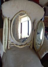 VINTAGE PALE CREAM & GOLD FREE STANDING TRIPLE LOUIS STYLE DRESSING TABLE MIRROR, used for sale  Shipping to South Africa