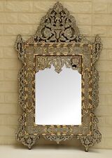 Vintage Morocco Wall Hanging Mirror Wooden Frame, 39" H Mother of Pearl inlaid for sale  Shipping to South Africa