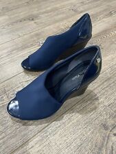 Zapatos de tacón de cuña Calvin Klein Lanai azul marino negros talla 6 segunda mano  Embacar hacia Mexico