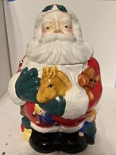 Christmas Santa Claus Cookie Jar Canister Ceramic 12” Tall 8”Wide Vintage for sale  Shipping to South Africa