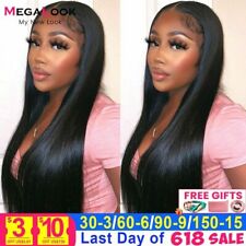13x5x2 HD Lace Frontal Human Hair Wig  Peruvian Straight Transparent Pre Plucked for sale  Shipping to South Africa