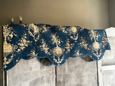 Antique Fabric. French ToilePanel Pelmet. Vintage Blue Textile, Floral Garlands for sale  Shipping to South Africa