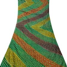 Vintage Multicolor Seda Pura Bandhani Estampado Sari Retazos 4.6m Craft Tela, usado segunda mano  Embacar hacia Argentina