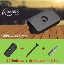 WPC Clips Befestigung Klammern Terrassendielen Montageclip 5mm+20Endclips GRATIS comprar usado  Enviando para Brazil