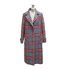 Helene Berman Blue Red Check Wool Blend Coat Uk Women's Size 12 DD242 for sale  Shipping to South Africa