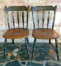 L.Hitchcock~2 MAPLE SIGNED 1960s STENCILED ARROW BACK, SADDLE SEAT SIDE CHAIRS-2 for sale  Shipping to Canada