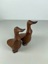 Pair of Vintage Teak Wood Ducks 3" Wooden Carved Very Nice for sale  Shipping to South Africa