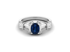 10k Weiss Gold 7x5mm Ovale Form Natürlich Blauer Saphir Verlobung Damen Ring comprar usado  Enviando para Brazil