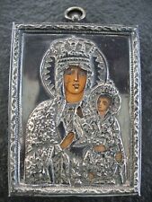 Używany, Ikona srebro 925 Łódź Polska Oklad Podróż Ikona Czarna Madonna Częstochowska na sprzedaż  Wysyłka do Poland