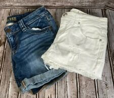 Lote de 2 shorts jeans femininos júnior 3 branco azul desgastado  comprar usado  Enviando para Brazil