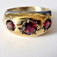 ANTIQUE SILVER GYPSY RING 3 STARS WITH  RUBIES GOLD WASHED SIZE N IN UK 6.75 US for sale  ROTHERHAM