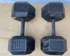 Used, 2 Rare Vintage York Hex Head 100 lbs  Dumbbells Total Weight 200 Pounds for sale  Gap