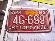 Matrícula de motocicleta Missouri 1986, #4G-699, ¡probablemente fuera de intercambio!# segunda mano  Embacar hacia Argentina