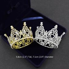 Usado, Mini coroa de tiara redonda de cristal infantil para meninas cobertura de bolo prata dourada 2 cores comprar usado  Enviando para Brazil