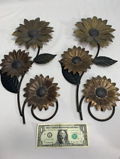 2 Vintage Metal Iron Dimensional SUNFLOWER Wall Hanging Porch Decorative Art for sale  Shipping to South Africa