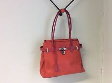 Genuine tomato red leather ostrich pattern shoulder bag with padlock and key, used for sale  Shipping to South Africa