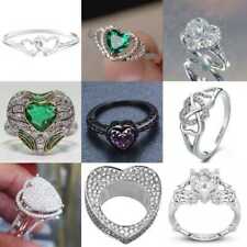 Heart Cut Cubic Zirconia Wedding Jewelry 925 Silver Rings for Women Size 6-10 myynnissä  Leverans till Finland
