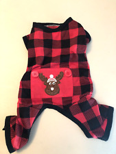 XS Holiday Dog Outfit, Red & Black Check, Moose Applique on Red Back Door gebraucht kaufen  Versand nach Switzerland