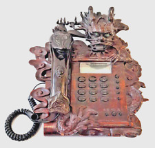 Teléfono residencial chino tallado a mano de madera rosa vintage años 80 teléfono fijo kitsch segunda mano  Embacar hacia Mexico
