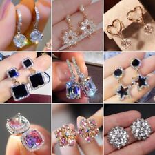Używany, Elegant Women Cubic Zircon Dangle Earrings Crystal CZ Drop Earrings Jewelry Gift na sprzedaż  Wysyłka do Poland