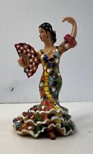 Figura Mosaico Ole Bailarina Flamenca Española con Abanico en Vestido a Lunares segunda mano  Embacar hacia Argentina