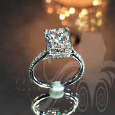 Moissanite Hidden Halo Engagement Ring Solid 14k White Gold Radiant Cut 2.50 Ct for sale  Shipping to South Africa