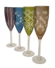 POLS POTTEN Multicoloured Glass Champagne Cuttings Wine Flutes Set Of 4 NEW for sale  Shipping to South Africa