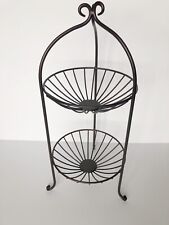 2 Tier Metal Fruit Basket Bowl Display Plant Stand Brown Sturdy Tabletop  for sale  Shipping to South Africa