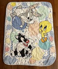 Baby Looney Tunes Crib Blanket Throw 1999 Sylvester Tweety Bugs Blue Pink for sale  Shipping to South Africa
