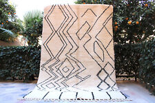 Usado, Tapete marroquino preto e branco beni ourain tapetes berberes feitos à mão tapete feito à mão 5x8 comprar usado  Enviando para Brazil