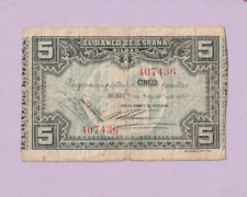 ESPAÑA - Antiguo Billete de 5 Pesetas Banco de ESPAÑA BILBAO Guerra Civil 1937 a/Bien - ¡RARO!! segunda mano  Embacar hacia Argentina