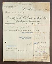 1904 W. C. Butterworth & Son, fabricante de óleo lubrificante, fatura Liverpool comprar usado  Enviando para Brazil