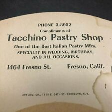 Ventilador de publicidad triple plegable vintage c1936-1950 - pastelería de tacos Fresno, CA segunda mano  Embacar hacia Mexico