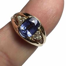 Designer S & H 14K Gold 1.5 Carat Oval Tanzanite & Diamond Ring, used for sale  Shipping to South Africa