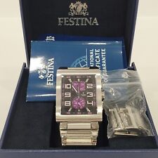 Used, Festina Chronograph Men's Quartz Watch F16190 Black/Purple Dial With Box&Papers for sale  Shipping to South Africa