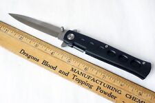 9" Black Metal Handle Stiletto Milano Style Surgical Steel Knife Hand Made Rare for sale  Shipping to South Africa
