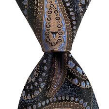 Gravata clássica masculina PALIO 100% seda designer ITÁLIA PAISLEY azul/marrom em excelente estado usado rara, usado comprar usado  Enviando para Brazil