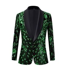 Men New Black Shiny Gold Sequins Shiny Decoration Blazer Prom Jacket for sale  Shipping to South Africa
