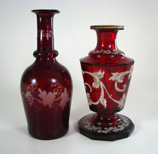 neat set of 2 dif old BARBER / LADIES PERFUME SCENT bottles Flashed Red Glass for sale  Hamilton