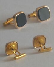 Pair of DIAL GOLD PLATE BLACK SHEET & FINE STONES CUFFLINKS TTB for sale  Shipping to South Africa