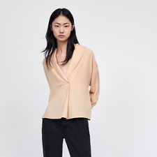 ZARA Damen HEMD Bluse M 3/4-Arm Schalkragen Frontfalte Knittfrei aprocot Kimono comprar usado  Enviando para Brazil